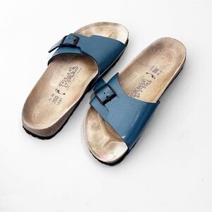 Birkenstock Birki's Metallic Blue One Adjustable Strap Sandals